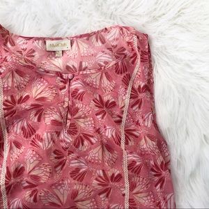 ModCloth Pink Butterfly Sheer Ruffle Tank Top